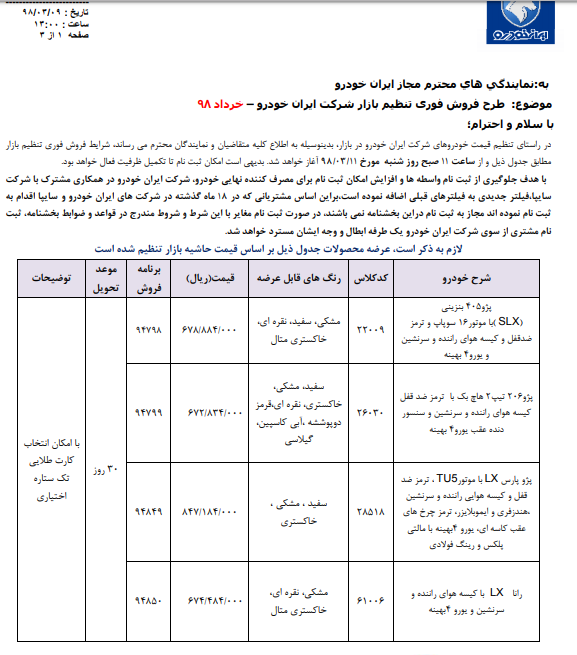 فروش فوری ۴ محصول ایران‌خودرو از امروز